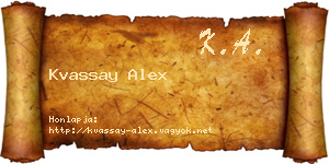 Kvassay Alex névjegykártya
