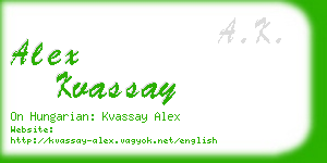 alex kvassay business card
